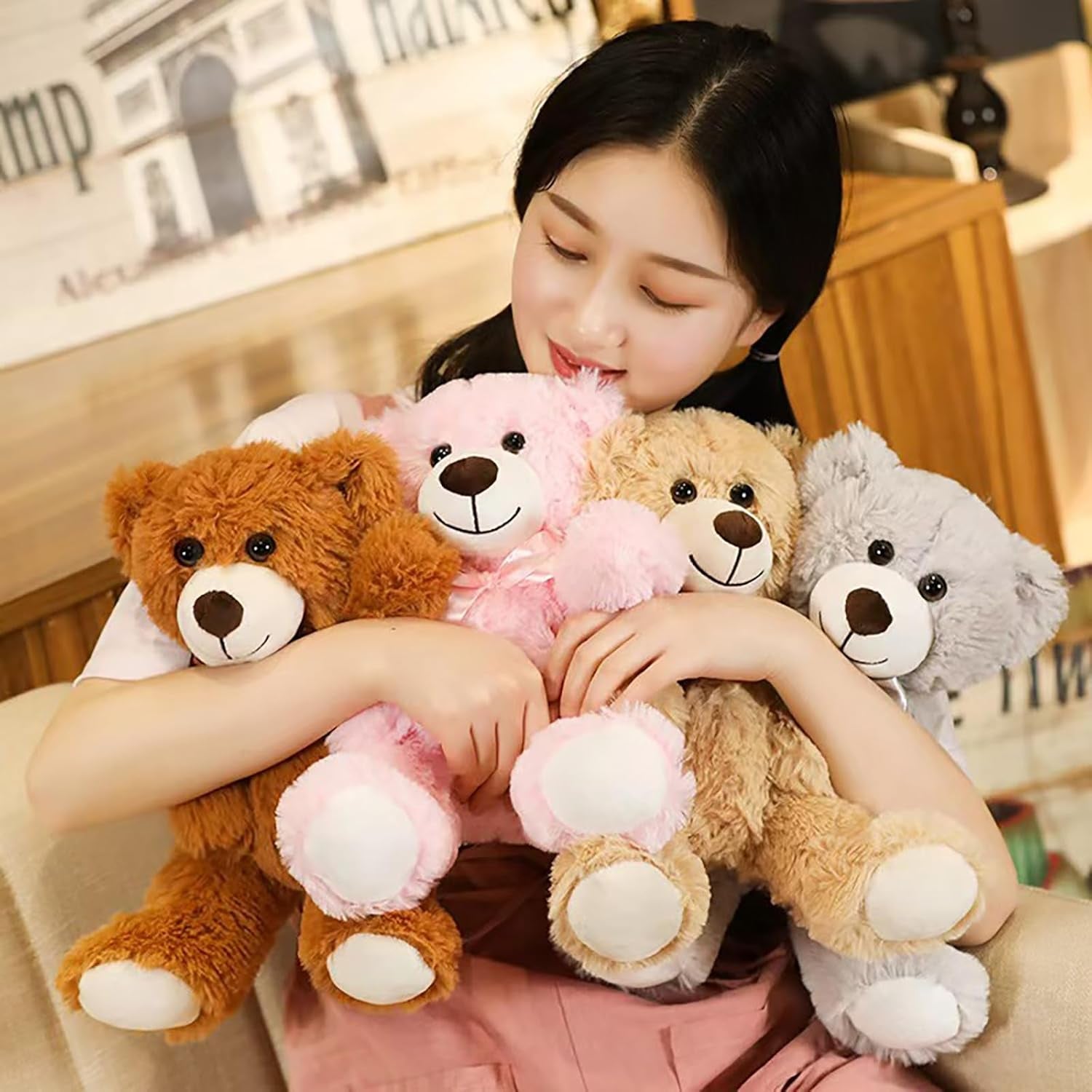 Teddy Bear Plush Toy, 13.5 Inch Teddy Bear Stuffed Animal Birthday for Kids Girl